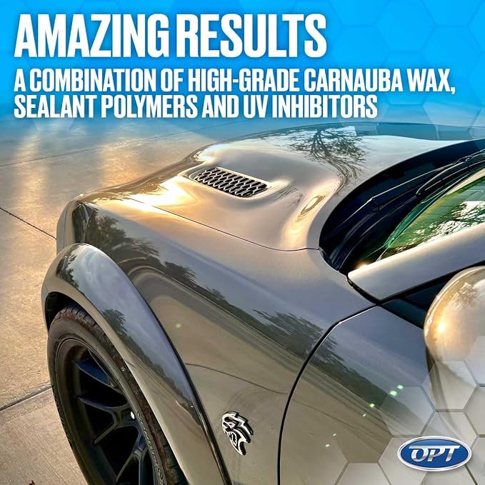 Optimum Car Wax - Carnauba Spray Wax for Cars, Trucks, Motorcycles, Boats and RVs, Patented UV Protection, For All Exterior Surfaces, Up to 5 Months Protection (17 Oz)