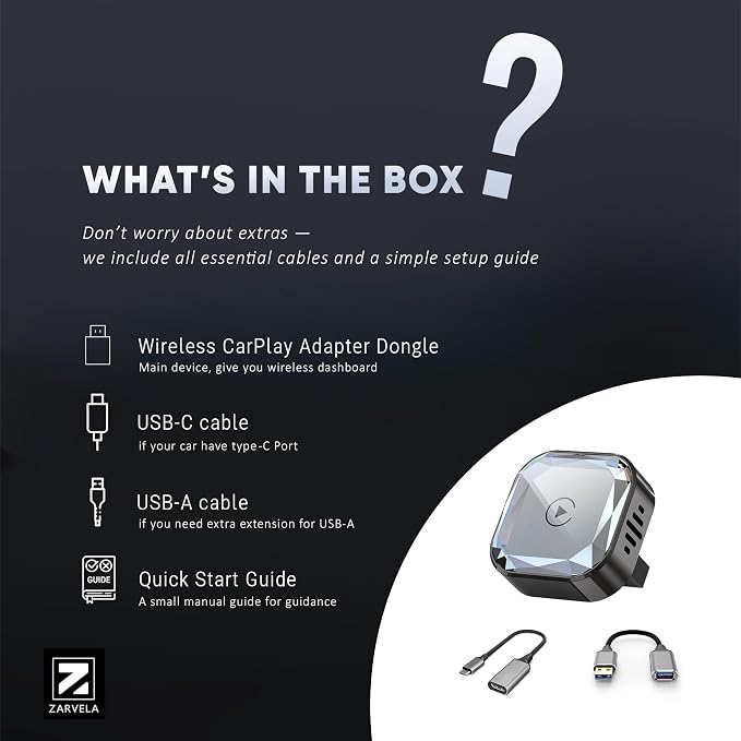Wireless CarPlay Adapter for iPhone (2026 Upgraded), Mini Plug & Play for Cars with Factory Wired Apple CarPlay, Fast & Stable Connection, Easy Setup, Wide Vehicle Compatibility USB & USB C (Black)