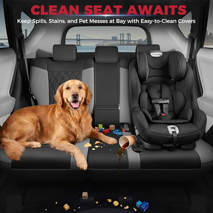 FREESOO Custom Seat Covers for Toyota RAV4 2013 2014 2015 2016 2017 2018, RAV4 Leather Car Seat Covers, RAV 4 SUV Accessories Full Set LE XLE Limited SE Platinum Adventure(Not for Hybrid), BlackGrey