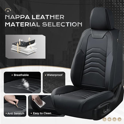 Coverado Car Seat Covers, 5 Seats Black Seat Covers for Cars, Front and Back Seat Cover for Cars Luxury Faux Leather Waterproof Seat Covers Car Seat Protector Universal Fit for Most Cars Trucks SUV