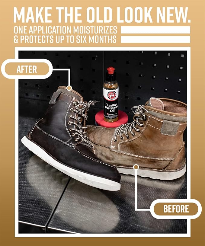 Adam's Polishes Leather Rejuvenator Oil (4oz) - Cleans, Hydrates, Protects All Leather Types, Colors, & Ages - Non Sticky, Non Greasy, & Non Silicone (Pack of 4)