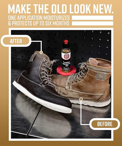 Adam's Polishes Leather Rejuvenator Oil (4oz) - Cleans, Hydrates, Protects All Leather Types, Colors, & Ages - Non Sticky, Non Greasy, & Non Silicone (Pack of 4)