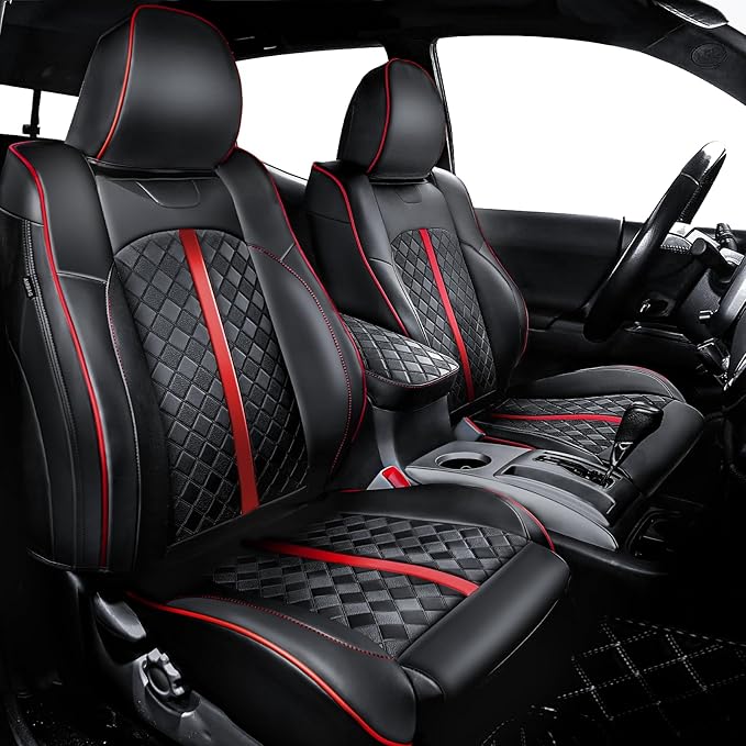 Carlimeki Tacoma Seat Covers Custom Fit for 2005 2006 2007 2008 2009 2010 2011 2012 2013 2014 2015 Crew Cab 2nd Gen Tacoma Base, PreRunner, TRD Pro - Center Console Armrest Covers - Fully Covered