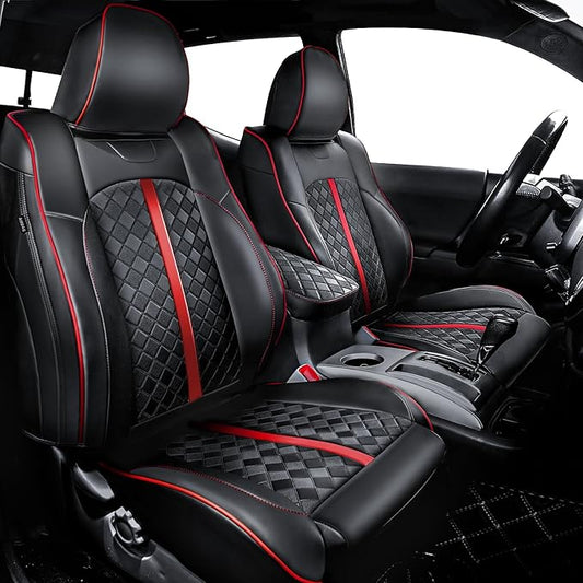 Carlimeki Tacoma Seat Covers Custom Fit for 2005 2006 2007 2008 2009 2010 2011 2012 2013 2014 2015 Crew Cab 2nd Gen Tacoma Base, PreRunner, TRD Pro - Center Console Armrest Covers - Fully Covered