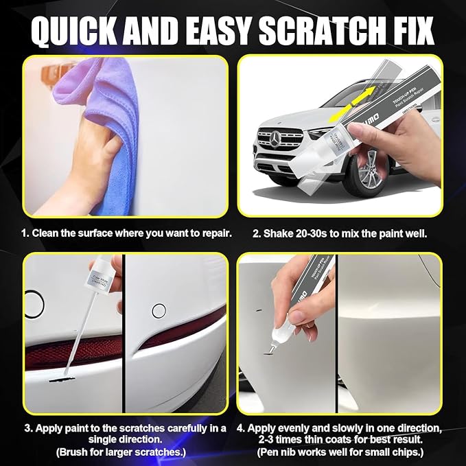 KIKIMO for Mercedes-Benz Touch Up Paint(Obsidian Black Metallic(197/9197)), Car Paint Repair Kit for Mercedes-Benz, 2 In 1 Scratches Repair with Pen Tip and Brush, Color-Matched for Quick & Easy Fix