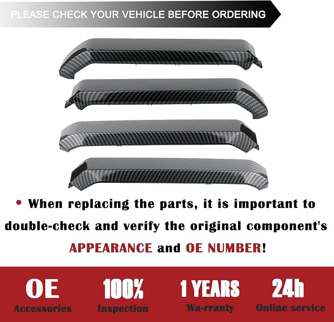 TQPONLY Interior Inner Door Handle Cover Trim | Fits 2015-2020 Ford F150 SuperCrew Truck Accessories Replacement | 1 Set Front and Rear Door Armrest Pull Handle (Carbon Fiber)