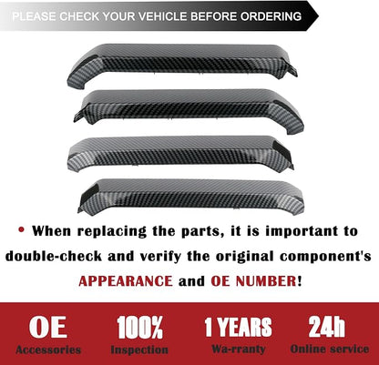 TQPONLY Interior Inner Door Handle Cover Trim | Fits 2015-2020 Ford F150 SuperCrew Truck Accessories Replacement | 1 Set Front and Rear Door Armrest Pull Handle (Carbon Fiber)