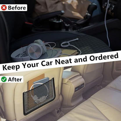 2 PCS Car Net Pocket, ABS Plastic Frame Cargo Net Storage Car Pockets Phone Net, Cars Mesh Nets Pockets with Screws for Auto, RV, Boat, and Camper Storage Nets (11.8 x 7.9 Inch)