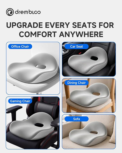 Extra Large Seat Cushion, Premium Memory Foam Office Chair Cushions for Long Sitting Sciatica & Tailbone & Back Pain Relief, Ergonomic Pressure Relief Seat Cushions for Car, Desk Chair