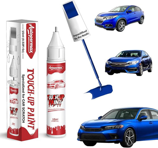 B-593M Aegean/Diffused Sky Blue Metallic Car Touch Up Paint for Honda, Color Accurate Two-In-One Car Paint Scratch Repair Pen for Vehicles Chips and Nicks Scuff