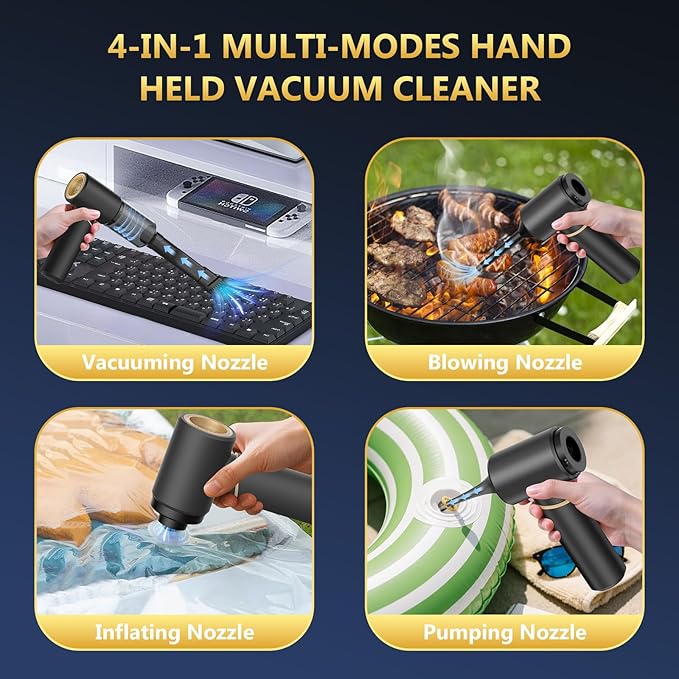 BSRCO Car Vacuum Portable Cordless, 15000Pa Brushless Mini Handheld Vacuum Cordless, 0.6lbs Ultra-Lightweight Air Duster & Vacuum Pump for Car Detailing, Keyboard, Home, Type-C
