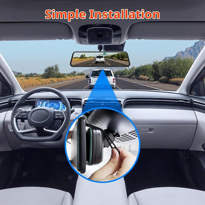 4K Mirror Dash Cam,Rear View Mirror Camera with WiFi,Dash Cam Front and Rear for Car,G-Sensor,7/24H Parking Mode,12" Touch Screen,Includes 64GB Card
