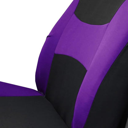 FH Group Car Seat Covers Combo Full Set with Carpet Floor mats Steering Wheel Cover and Seat Belt Pads- Universal Fit for Cars Trucks and SUVs Purple