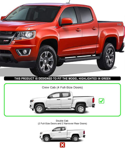 APS 6in Stainless Steel Black Running Boards Compatible with Chevy Colorado GMC Canyon 2015-2026 Crew Cab (Nerf Bars Side Steps)