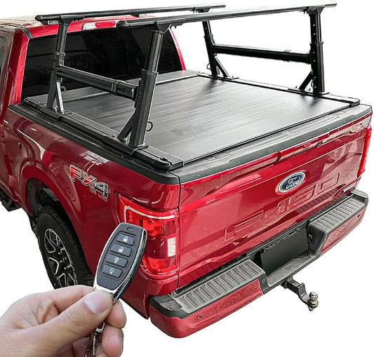 Syneticusa ER Power Retract Hard Tonneau Cover with R1 Rack Fits 2004-2026 Ford F-150 5.5' (67”) (incl. Raptor/Lightning) Truck Bed Retractable