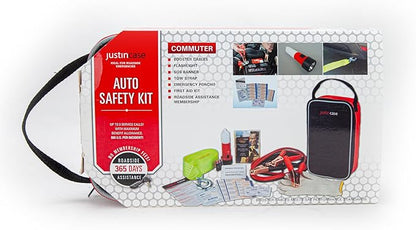 Justin Case Commuter Portable Roadside Emergency Car Kit with Heavy-Duty Jumper Cables & 365-Day Roadside Assistance