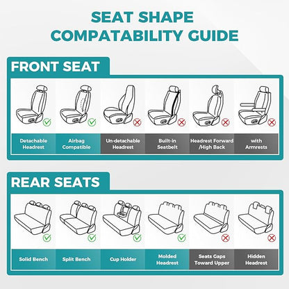 Car Seat Covers Full Set - Universal Seat Covers for Cars SUV Truck – Faux Leather Automotive Seat Covers, Breathable & Waterproof Front and Rear Seat Protectors, Fit for Most Cars-Beige