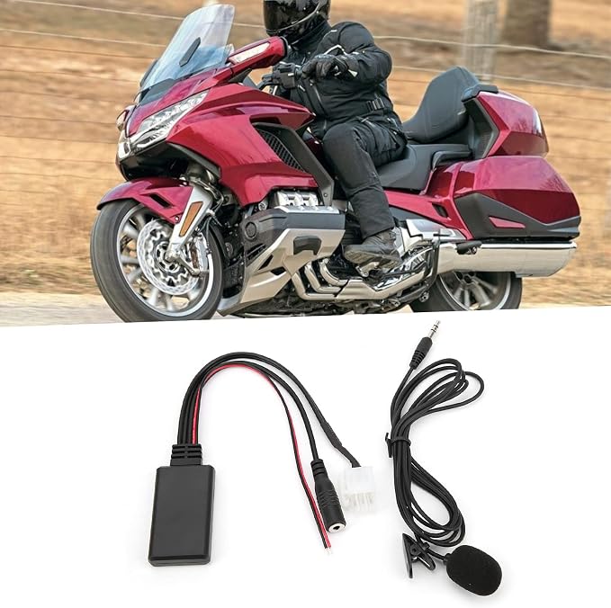KIMISS DC 12V Car Audio Cable, Car Audio Music Adapter AUX Bluetooth 5.0 Adapter ABS Bluetooth AUX Cable for Goldwing GL1800