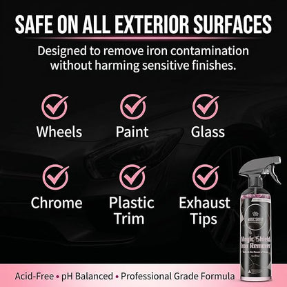 Magic Shield Iron Remover Spray for Cars 68oz – pH-Neutral Iron and Fallout Remover for Car, Motorcycle, RV & Boat | 5-Minute Reaction, Effective on Wheels & Paint | All-In-One Solution