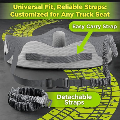XL Truck Seat Cushion for Truck Driver Seat Cushion - Upgraded Back Support, CertiPUR-US® Certified - Thick Memory Foam, Pain Relief for Hours of Driving, Trucker Approved Big Rig - Gray