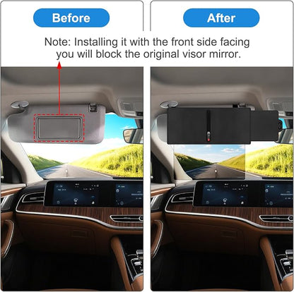Veharvim Sun Visor Extender for Car (Zipper Slider& Prevents Fingerprints, UV400, PC Lens), Visor Extender Attachment for Car Visor, Anti-Glare for Safe Driving (Driver Side)