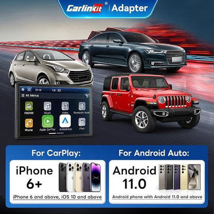 Carlinkit Wireless CarPlay Adapter 2026 MINI - for iPhone & Android Phone, Converts OEM Wired CarPlay to Wireless CarPlay, Converts OEM Wired Android Auto to Wireless Android Auto.