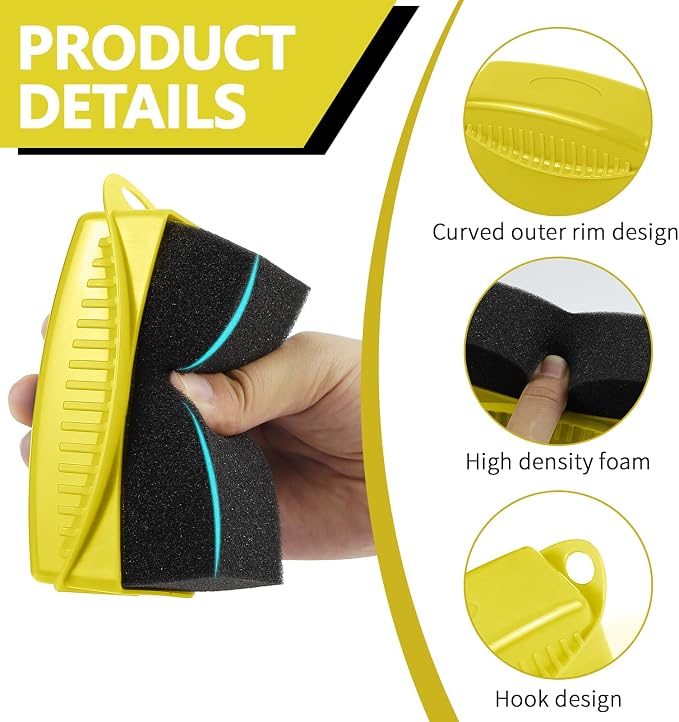 2PCS Tire Dressing Applicator, Car Tire Applicator Dressing Shine Sponge, Reusable Tire Dressing Applicator Pads with Lid, Wheel Applicator Foam for Car Detailing Cleaning (Yellow)