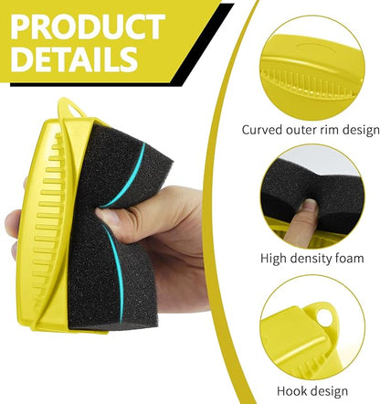 2PCS Tire Dressing Applicator, Car Tire Applicator Dressing Shine Sponge, Reusable Tire Dressing Applicator Pads with Lid, Wheel Applicator Foam for Car Detailing Cleaning (Yellow)