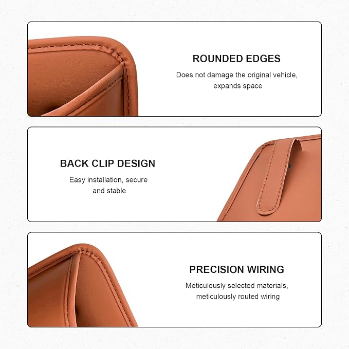 Car Trash Can, Clip On Garbage Organizer Multifunctional Car Door Hanging Container, Waterproof Leather Trash Bin Universal Interior Storage Box for Vehicle Home Office (Orange)