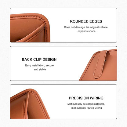 Car Trash Can, Clip On Garbage Organizer Multifunctional Car Door Hanging Container, Waterproof Leather Trash Bin Universal Interior Storage Box for Vehicle Home Office (Orange)