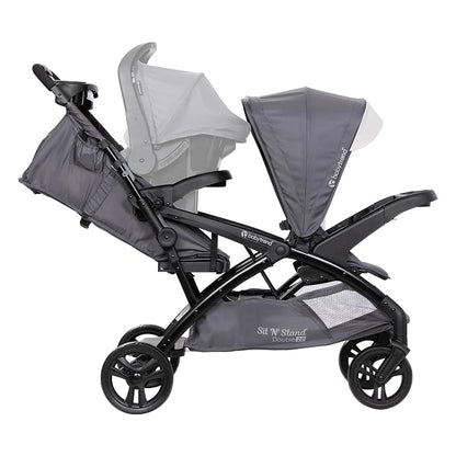 Baby Trend Sit N' Stand Double Stroller w/ 2 Pack EZ-Lift Plus Infant Car Seats, Magnolia - Lightweight Tandem and Travel Stroller with Carseat System for Toddlers