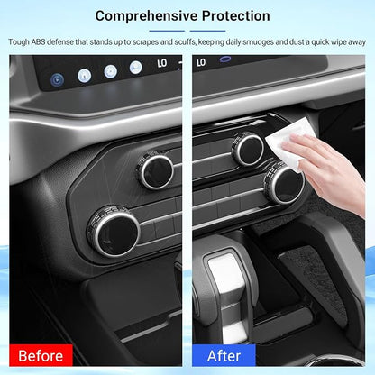 PTYYDS Gear Shift Panel Cover Compatible with 2021-2024 Ford Bronco Air Conditioning Switch Panel Cover ABS Glossy Black Center Console Trim Replacement for 2021-2024 Ford Bronco Accessories