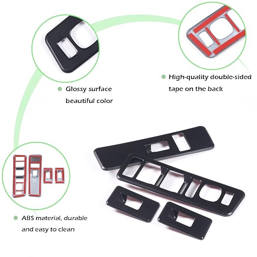 Inner Window Switch Panel Cover for Hummer H2 2003-2007,Window Lift Switch Cover Interior Button Trim Kit,1 Set of 4,Interior Accessories (Matte Black)