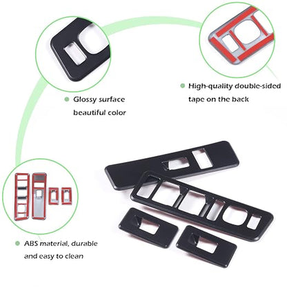 Inner Window Switch Panel Cover for Hummer H2 2003-2007,Window Lift Switch Cover Interior Button Trim Kit,1 Set of 4,Interior Accessories (Matte Black)