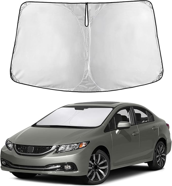 EcoNour Windshield Sunshade Compatible for Honda Civic 2012–2013 2014 2015, Sun Visor for Front Windshield & Window Sunshade Cover, UV Heat Blocker & Protector, Car Accessories