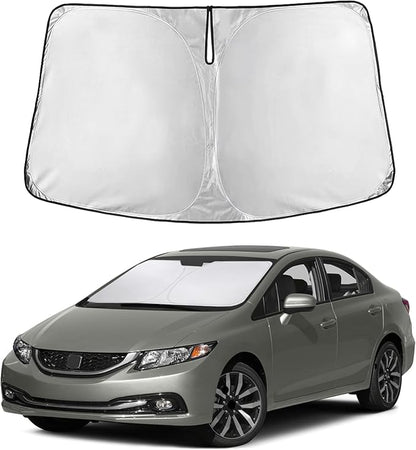 EcoNour Windshield Sunshade Compatible for Honda Civic 2012–2013 2014 2015, Sun Visor for Front Windshield & Window Sunshade Cover, UV Heat Blocker & Protector, Car Accessories