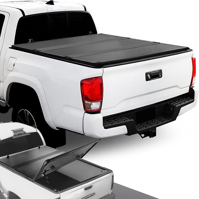 DNA MOTORING New Upgrade Truck Bed Top Hard Solid Tri-Fold Tonneau Cover Compatible with 16-23 Toyota Tacoma 5' Bed, TTC-HARD-058