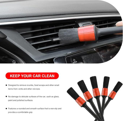 10PCS Car Detailing Brush Set, Auto Detail Dust Brushes with Premium Boar Hair & PP Bristles, Interior Exterior Cleaning Tool Mixed Hair Brush Kit for Air Vents, Seats, Wheels
