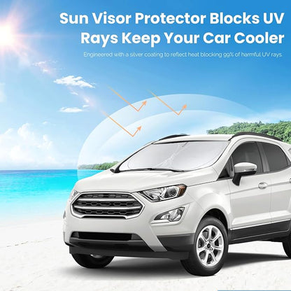 Sunshade for Ecosport Windshield Sun Shade for 2025 2024 2023 2022 2021 2020 Ford Ecosport SUV Accessories Foldable Custom-fit Front Window Shield Windshield Cover Sun Visor Protector UV Reflector