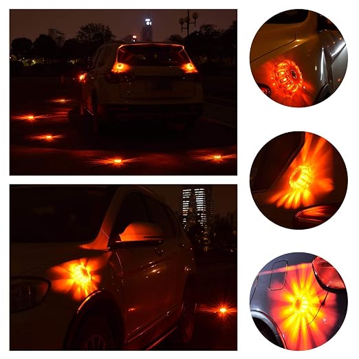 Heliar LED Road Flares Emergency Disc Roadside Safety Light Flashing Road Beacon for Car Truck Boat with Storage Bag (Pack of 3)