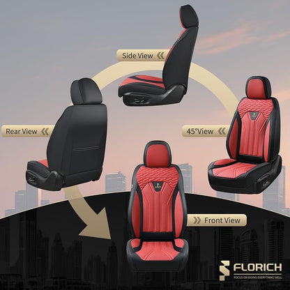 FLORICH Seat Covers for Cars, Waterproof Automotive Seat Covers, Leather Car Seat Covers 2 Pack, Universal Front Seat Cushion Protector for Most Cars Trucks SUV-Black&Burgundy