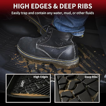 LASFIT Floor Mats & Trunk Mat for Jeep Wrangler JL 2018-2025 2026 4 Door Cargo with SUBWOOFER, All Weather TPE Custom Cargo Mat Fit for Flat Load Floor Gas Type (Not for JK/Not PHEV/Not 2-Door)