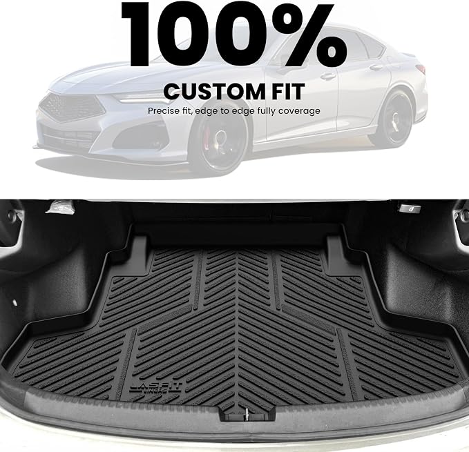 LASFIT Cargo Mat for Acura TLX 2021-2025 Sedan Custom Fit Trunk Mat Cargo Liner with Raised Edges, All Weather TPE Trunk Liner for Rear Cargo Area Protection, Black