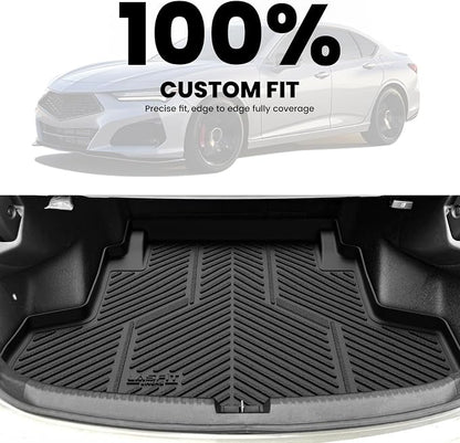 LASFIT Cargo Mat for Acura TLX 2021-2025 Sedan Custom Fit Trunk Mat Cargo Liner with Raised Edges, All Weather TPE Trunk Liner for Rear Cargo Area Protection, Black