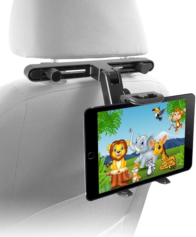 Macally Tablet Holder for Car Headrest | iPad Backseat Mount for Kids | Fits 4.7-11" Devices | Perfect for Long Car Trips
