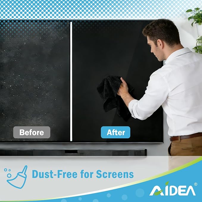 AIDEA Microfiber Cleaning Cloth Black 50PK, Microfiber Towels for Cars, Premium Car Cloths, Dusting Cloth Lint Free Cleaning Rags for SUVs, House, Kitchen, Window, Workshops,11.5×11.5"