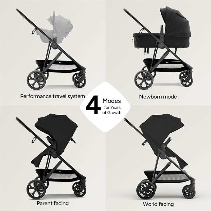 Mompush Wiz Pro 2-in-1 Baby Stroller, Full-Size All-Terrain Premium Stroller with Newborn Mode and Reversible Seat, Snack Tray Included, Large UPF 50+ Canopy & Storage Basket