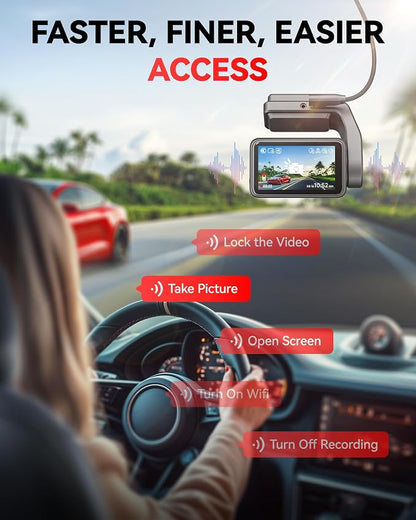 REDTIGER F4 4K Dash Cam Front, 2.2 inch Mini Car Camera, 2160P UHD Touch Screen, Voice Control, Night Vision, Built-in GPS, WiFi APP Control, Loop Recording, 24H Parking Monitor