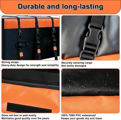 21 Cubic Feet Rooftop Cargo Carrier - Heavy Duty Waterproof Car Roof Bag for All Vehicles with or Without Rack, Includes Anti-Slip Mat, 6 Door Hooks & Luggage Lock