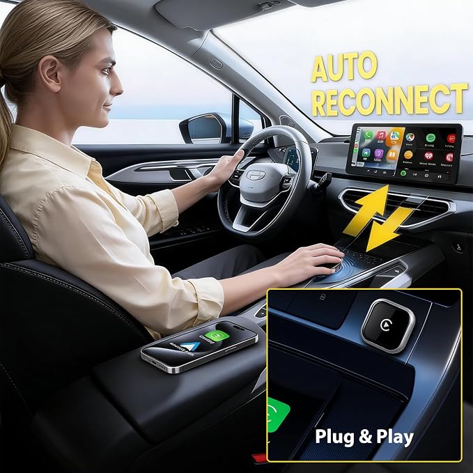 Sunweyer 2026 Latest Wireless CarPlay & Android Auto Dongle 2 in 1 Auto Connect Box,USB Type-C Port,Supports Online Updates Wired to Wireless Adapter (S42)
